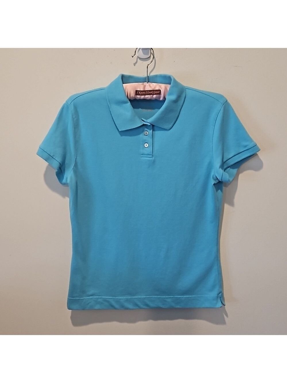 TALBOTS WOMEN'S AQUA BLUE SHORT SLEEVED COLLARED POLO SUZE SMALL